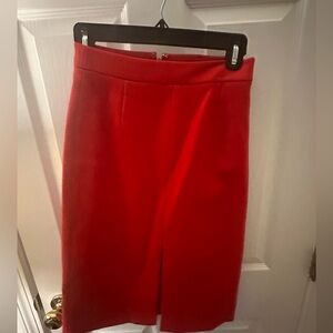 JCrew Red Wool Pencil Skirt